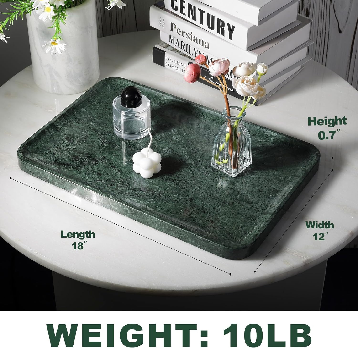 Marble Vanity Tray, 18In Stone for Bathroom Countertop, 17 3/4” Oversized Dress