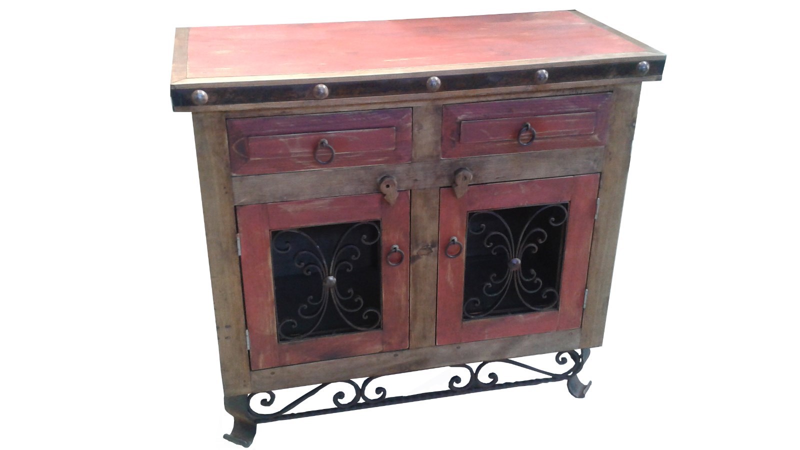 Rustic Red Wash Saint Andrew Metal Base Bathroom Vanity