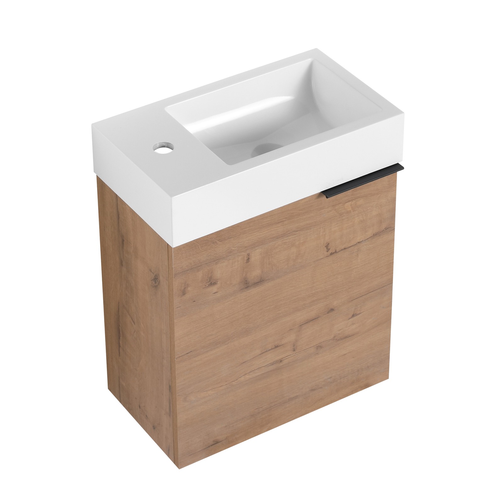 18in Floating Wall-Mounted Bathroom Vanity Cabinet W/ Resin Sink Basin Plywood