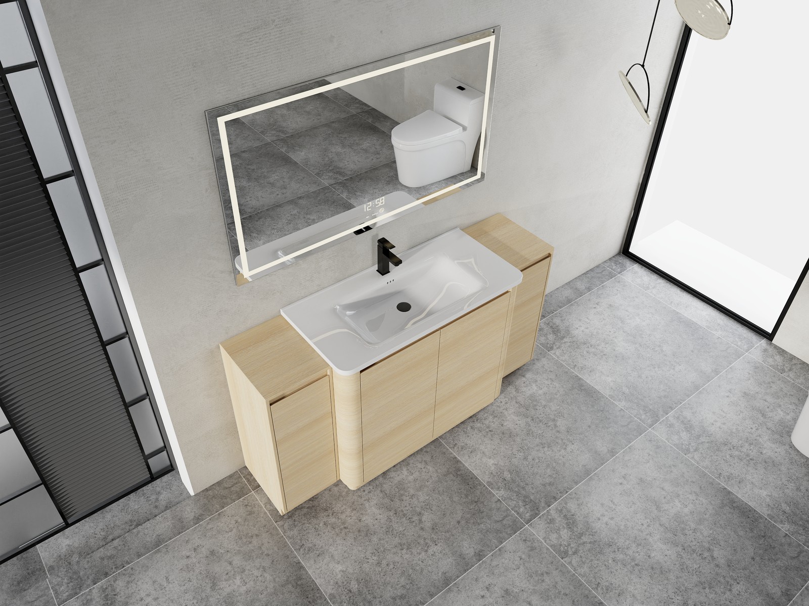 40in Plywood Freestanding Bathroom Vanity W/Ceramic Sink 2x Storage Cabinet Oak