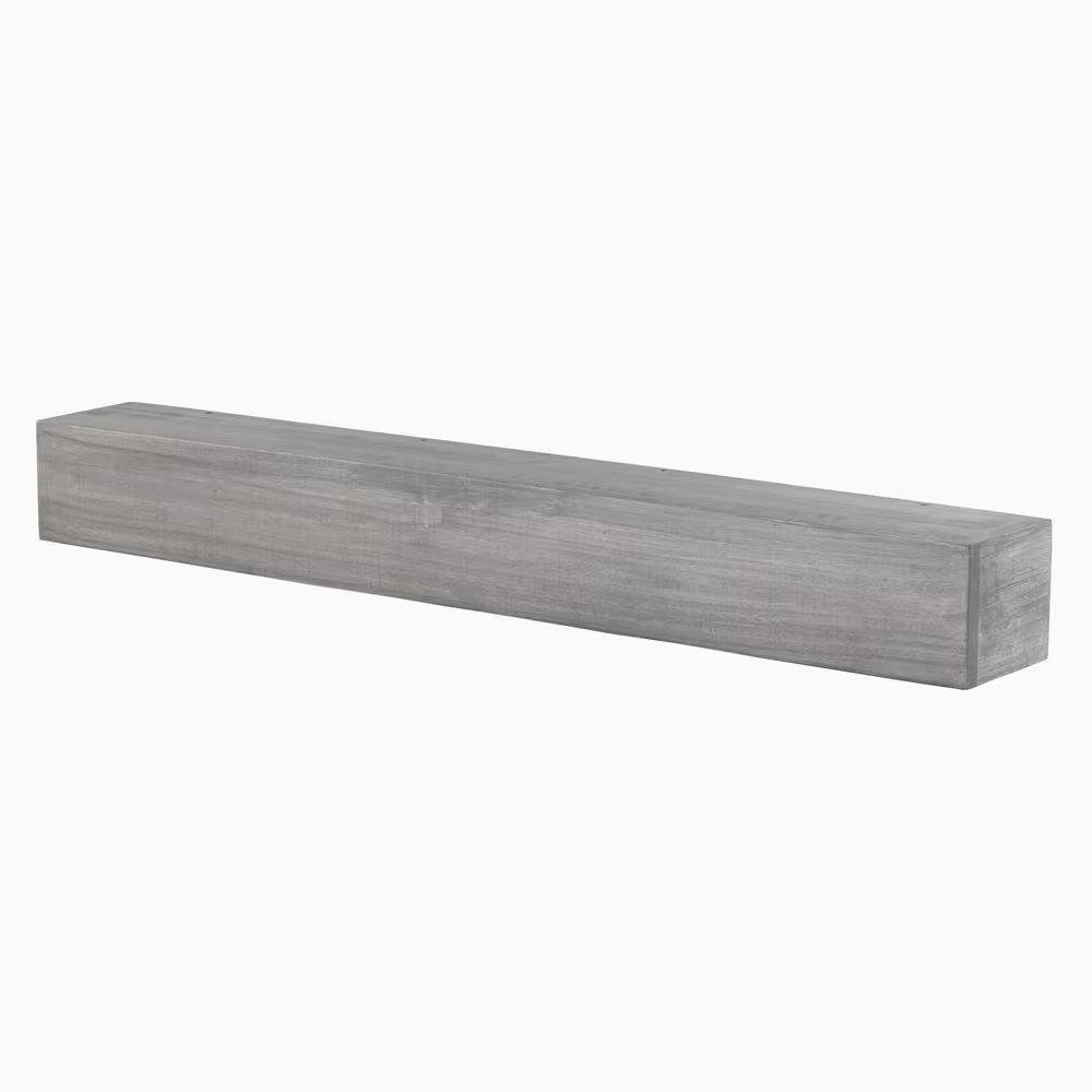48 In. W X 5.5 In. H X 6.25 In. D Modern Farmhouse Ash Gray Cap-Shelf Mantel Fre