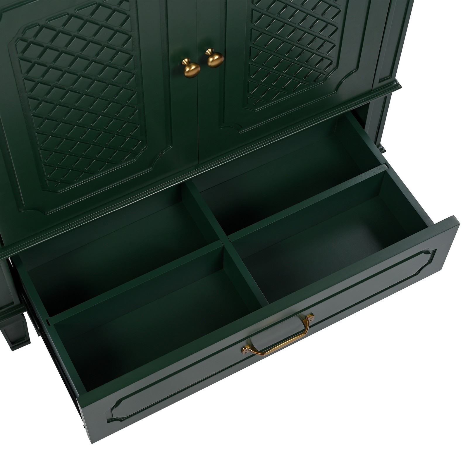 30″ Bathroom Vanity with Ceramic Sink, Green, Soft-Close Door & Drawer