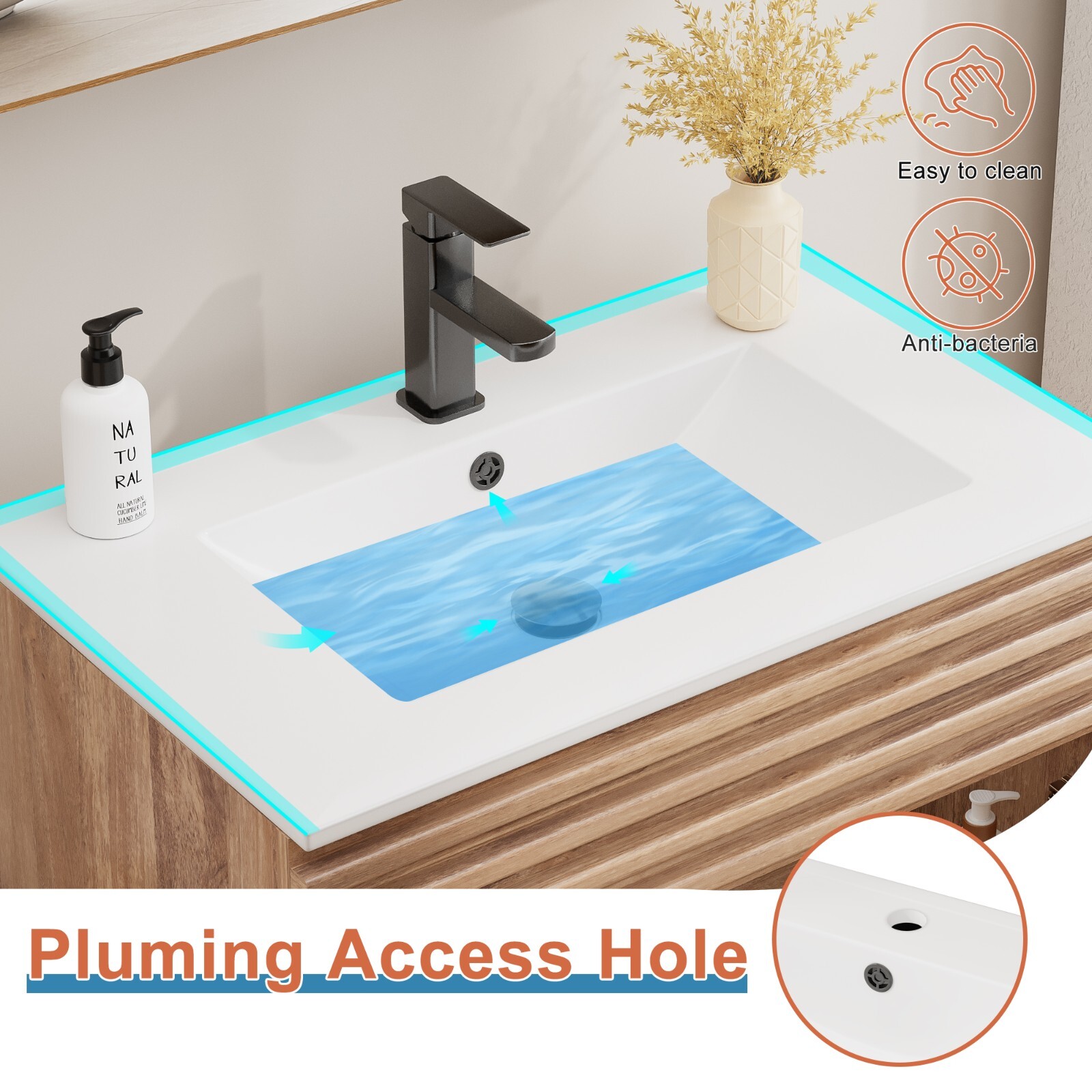 18″/ 24″/ 30″ /36″ Bathroom Vanity Set W/Drop in Sink Faucet Cabinet Combo