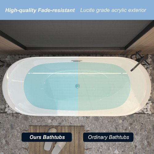 47″ Acrylic Freestanding Bathtub rectang,with 30” Bathroom Vanity with Top Sink