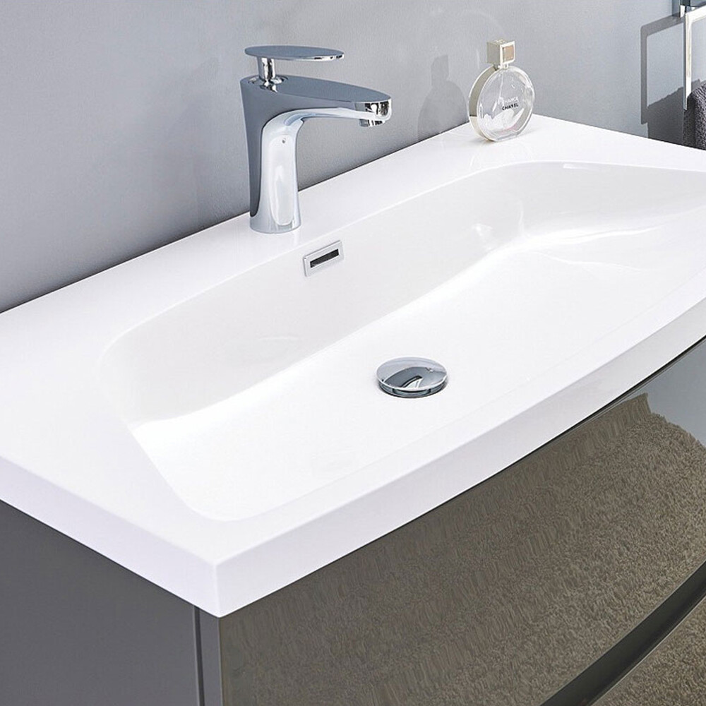 40″ Solid Wood Bathroom Vanity With Mirror And Side Cabinet