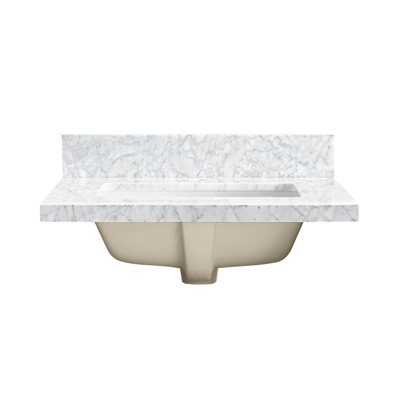 Zevio 25″W x 22″D Natural Marble Vanity Top in Carrara White with Ceramic Sink