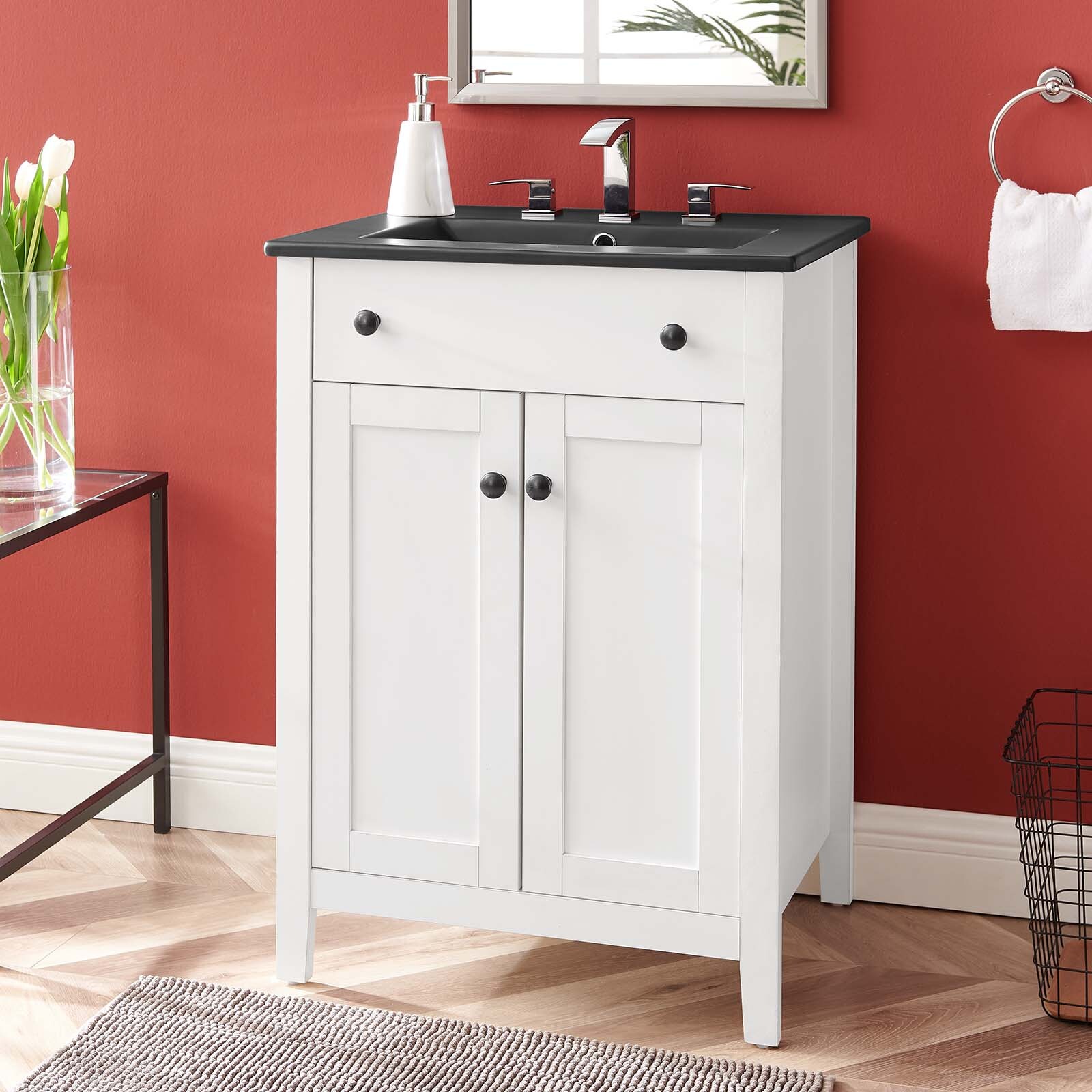 Modway Nantucket 24″ Bathroom Vanity With Sink in White Black
