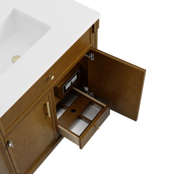 96″ James Martin Bellshire 660-VMC96-HNO-3TJR Dual Vanity Cabinet Tajnar Top