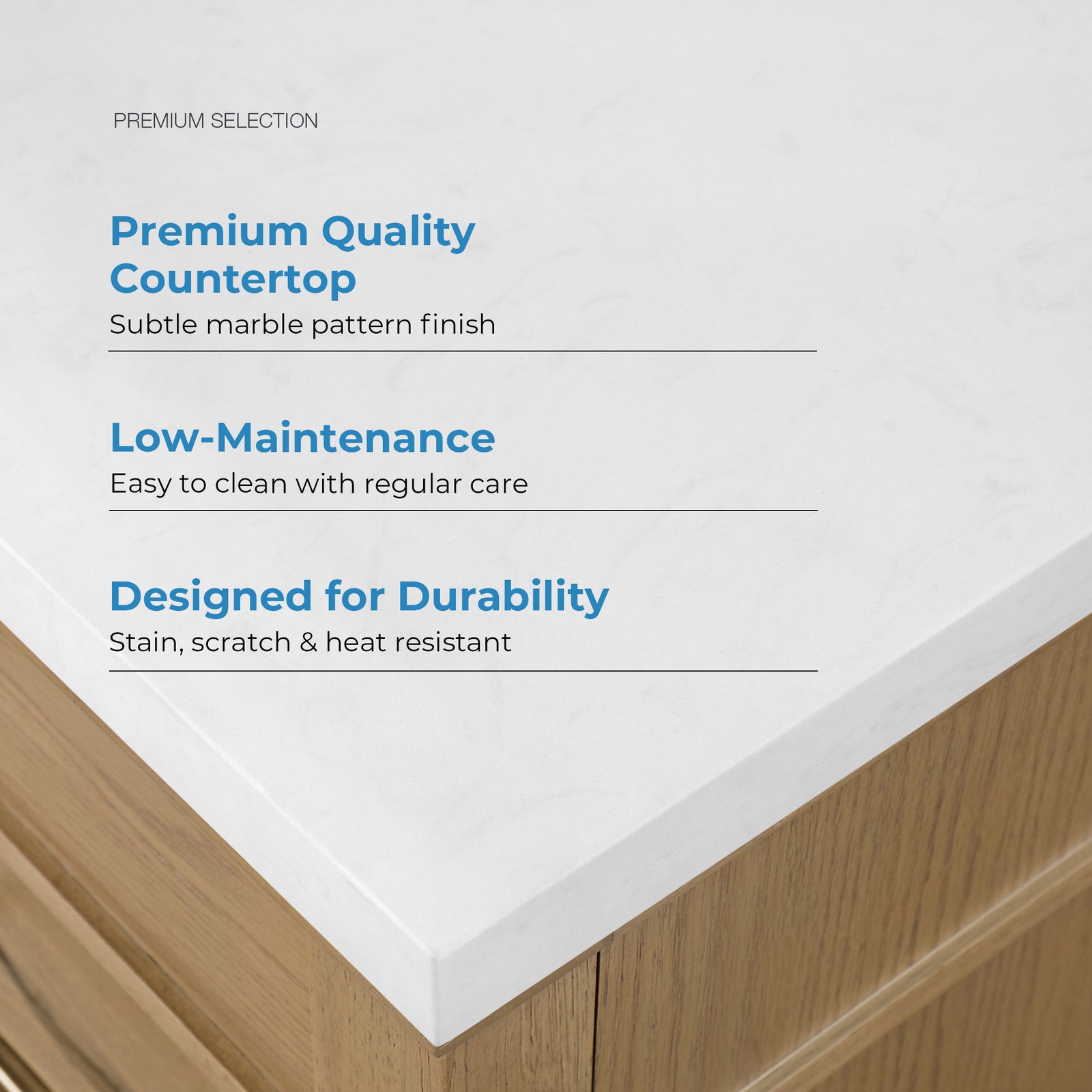 Salisbury 36″ Natural Birch Bathroom Vanity with White Countertop