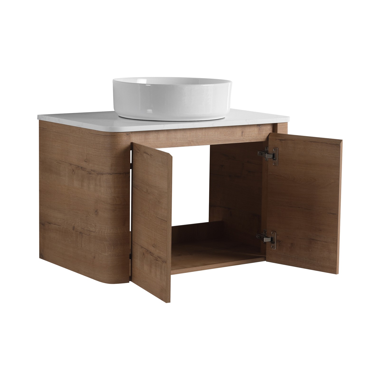 30″ Plywood Wall Mounted Bathroom Vanity W/ Ceramic Sink Soft-Close Door Cabinet