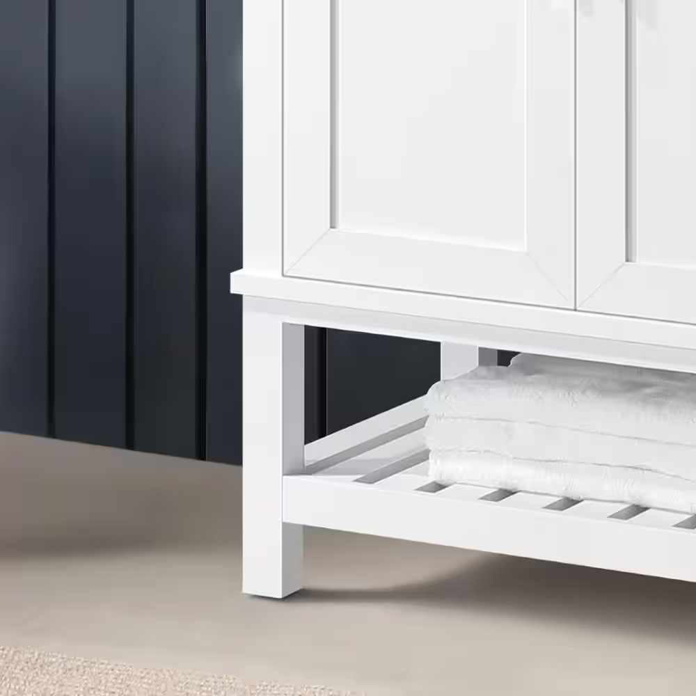 Tupelo 24 In. Single Sink Freestanding White Bath Vanity with White Engineered S