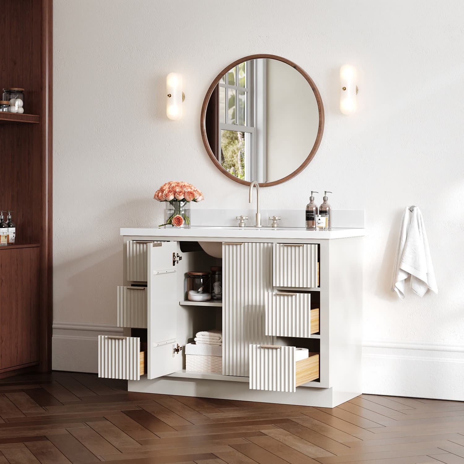 Ariel P49WQRVO Milan 49″ – Warm White / Pure White Quartz Top / Brushed Nickel