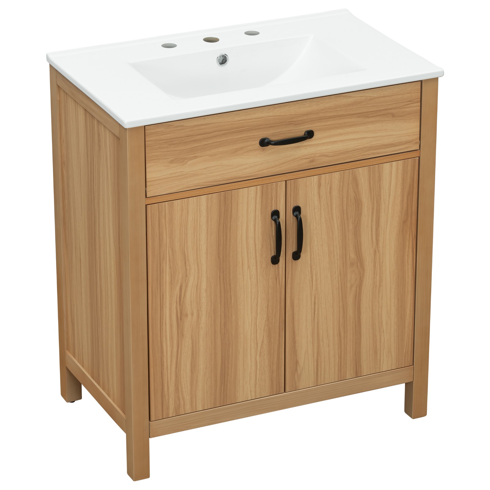 60″ Wood Bathroom Vanity with Solid Wood Frame, 4 Soft Close Doors,2 Flip Drawer