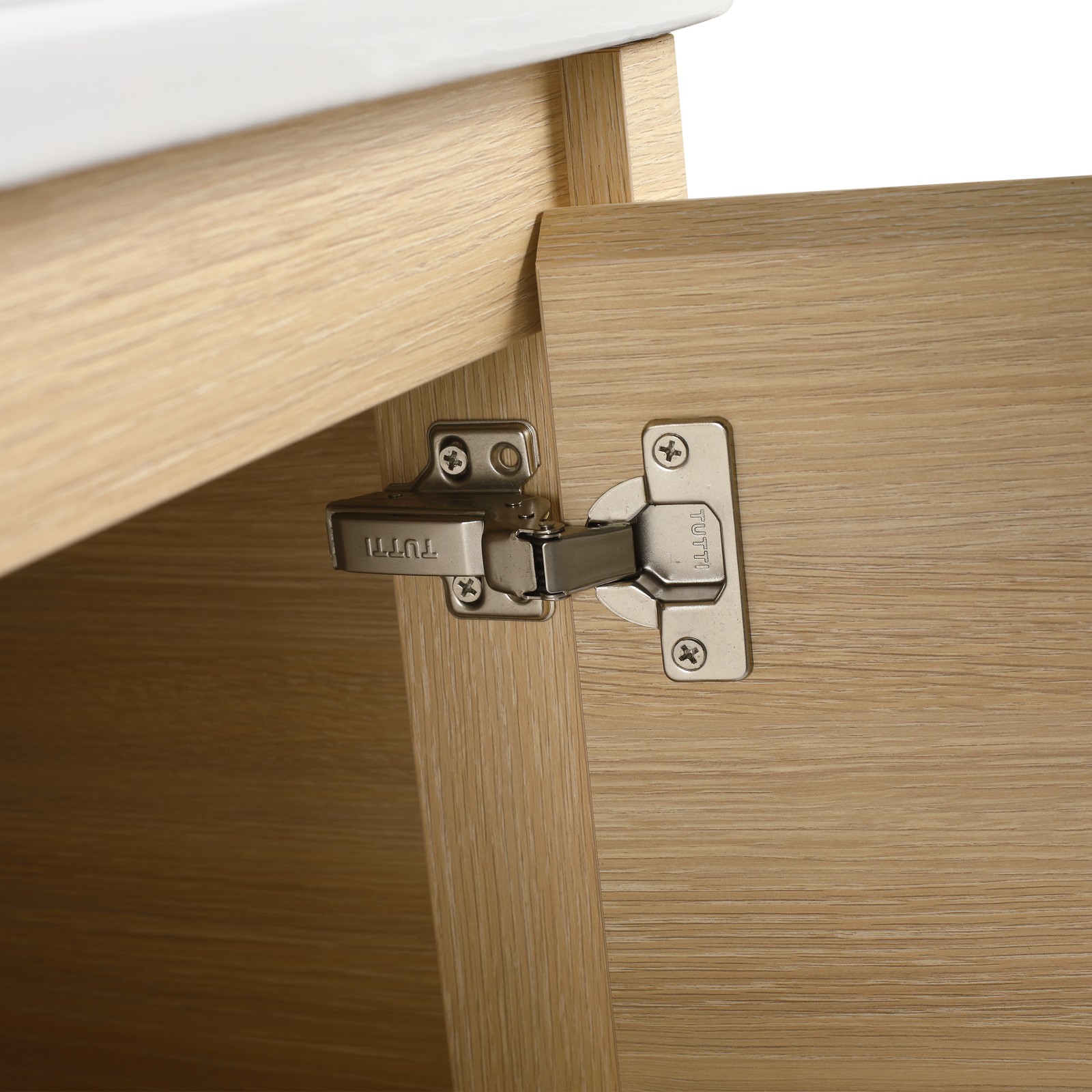 60in Plywood Wall-Mounted Bathroom Vanity W/ 2x White Ceramic Sink and Shelves
