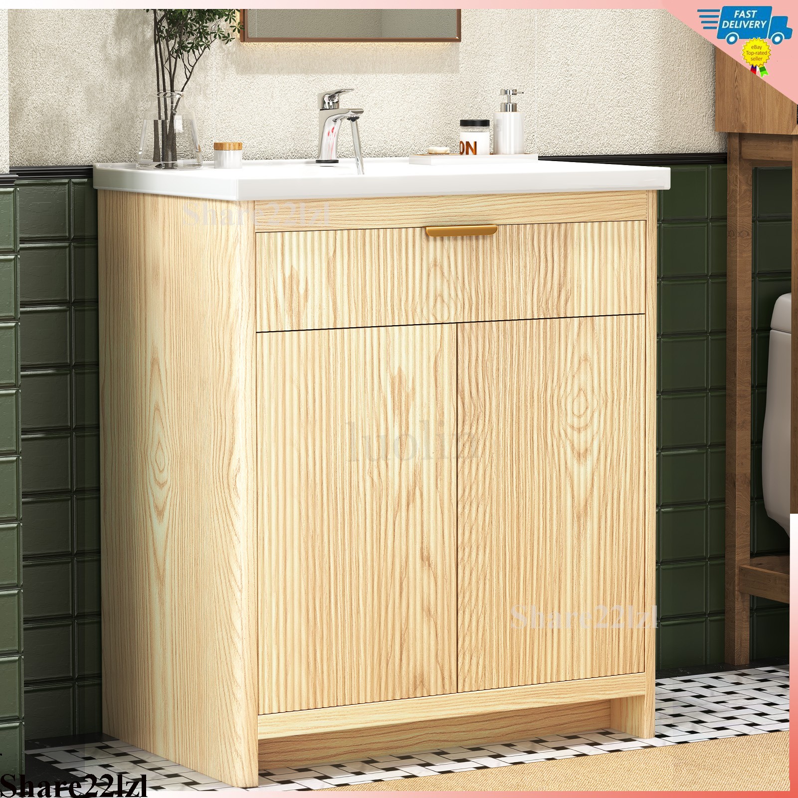 31.5″ Bathroom Vanity with Sink, Freestanding Particle Board Storage Cabinet