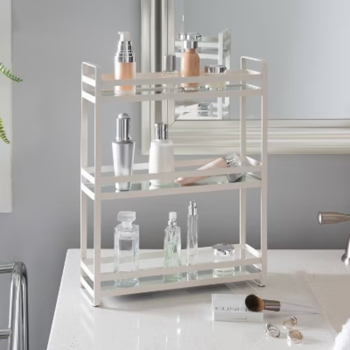 3 Tier Flat Wire Slim Vanity Tower White – Home Details
