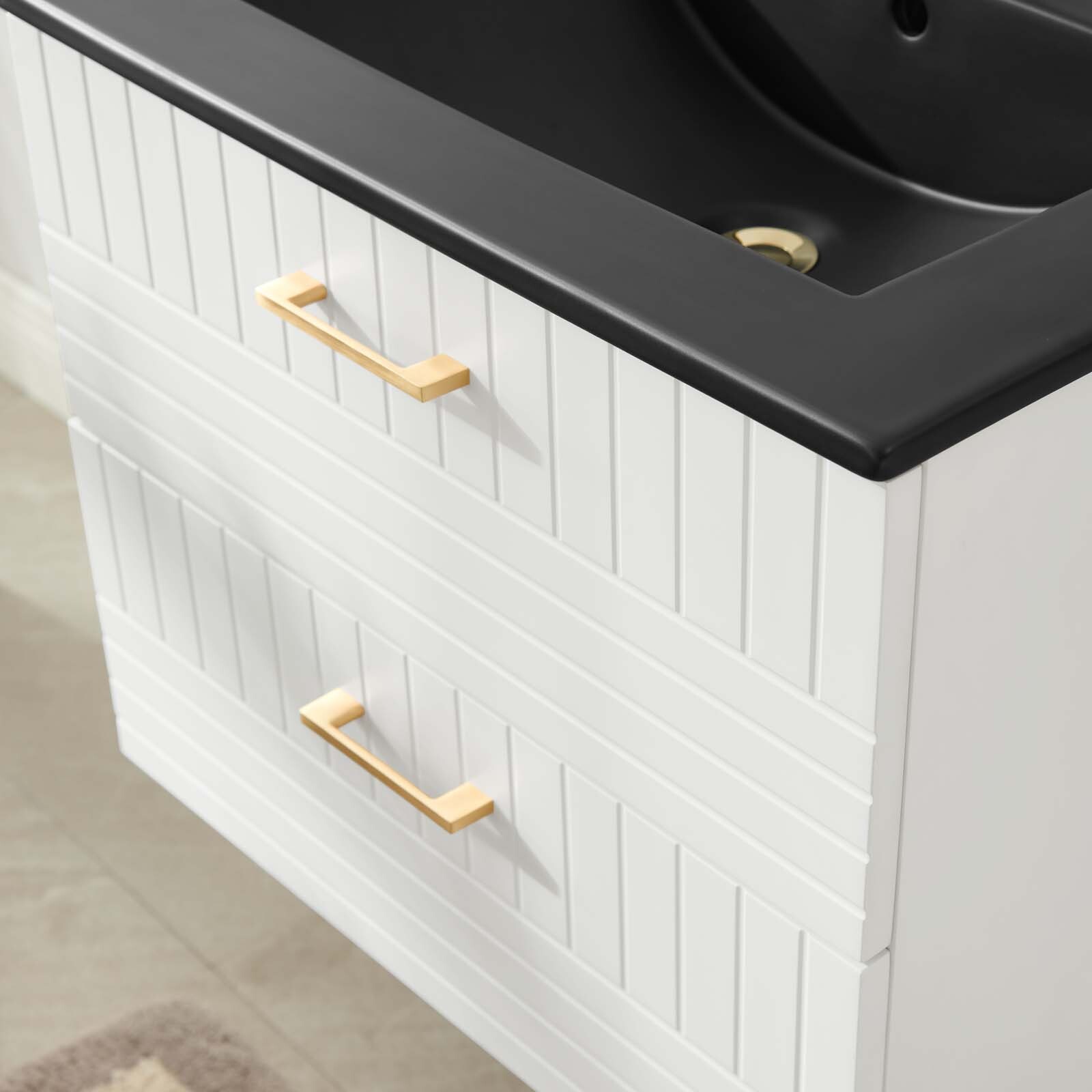 Modway Daybreak 24″ Wall-Mount Bathroom Vanity in White Black