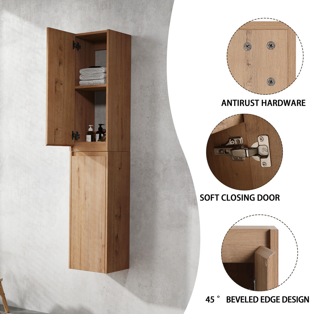 60″ 72″ 84″ Wall Mounted Bathroom Vanity w/Sink, Floating Cabinet Storage Rack