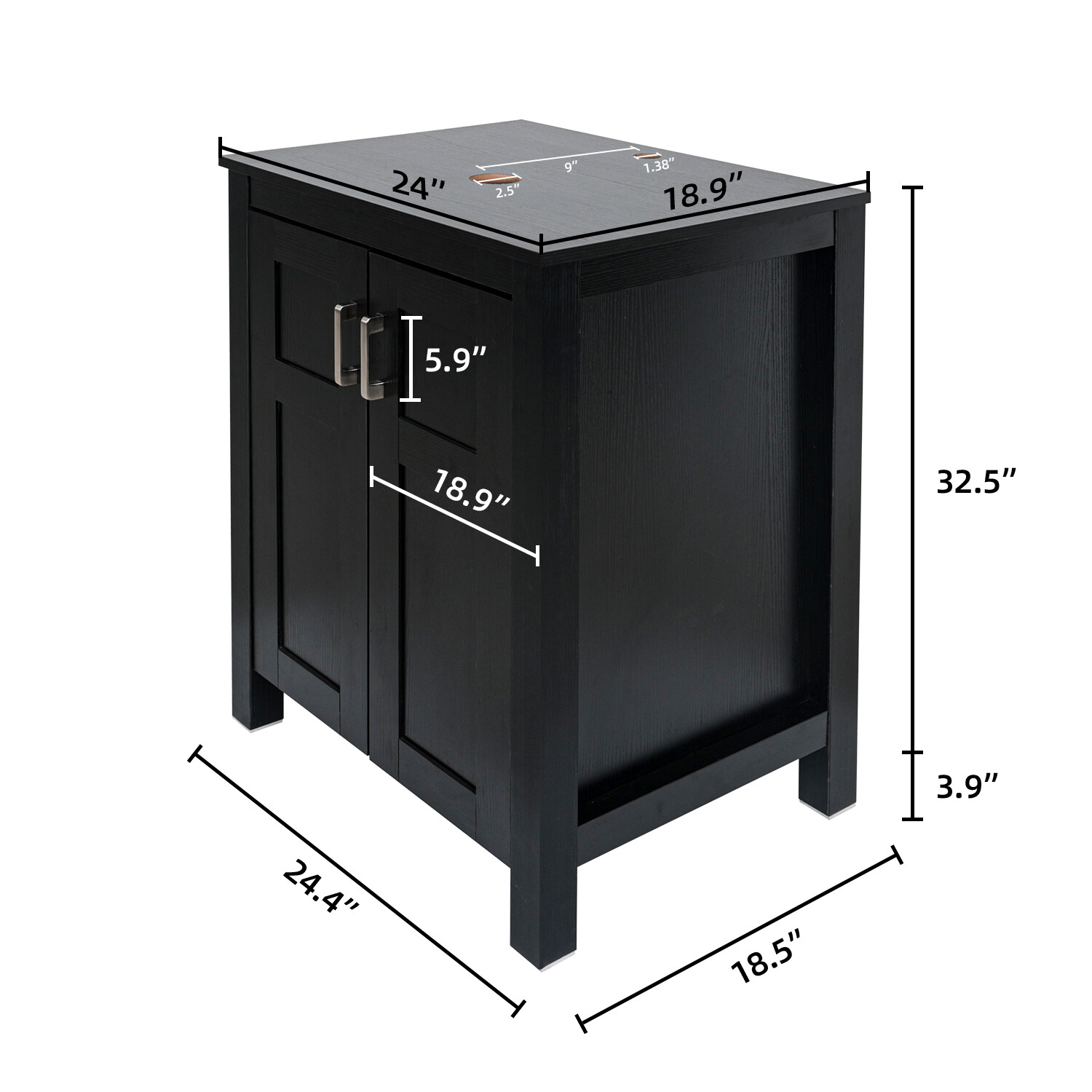 ELECWISH 24in Bathroom Vanity Modern Free-Standing Cabinet Vessel Sink Faucet
