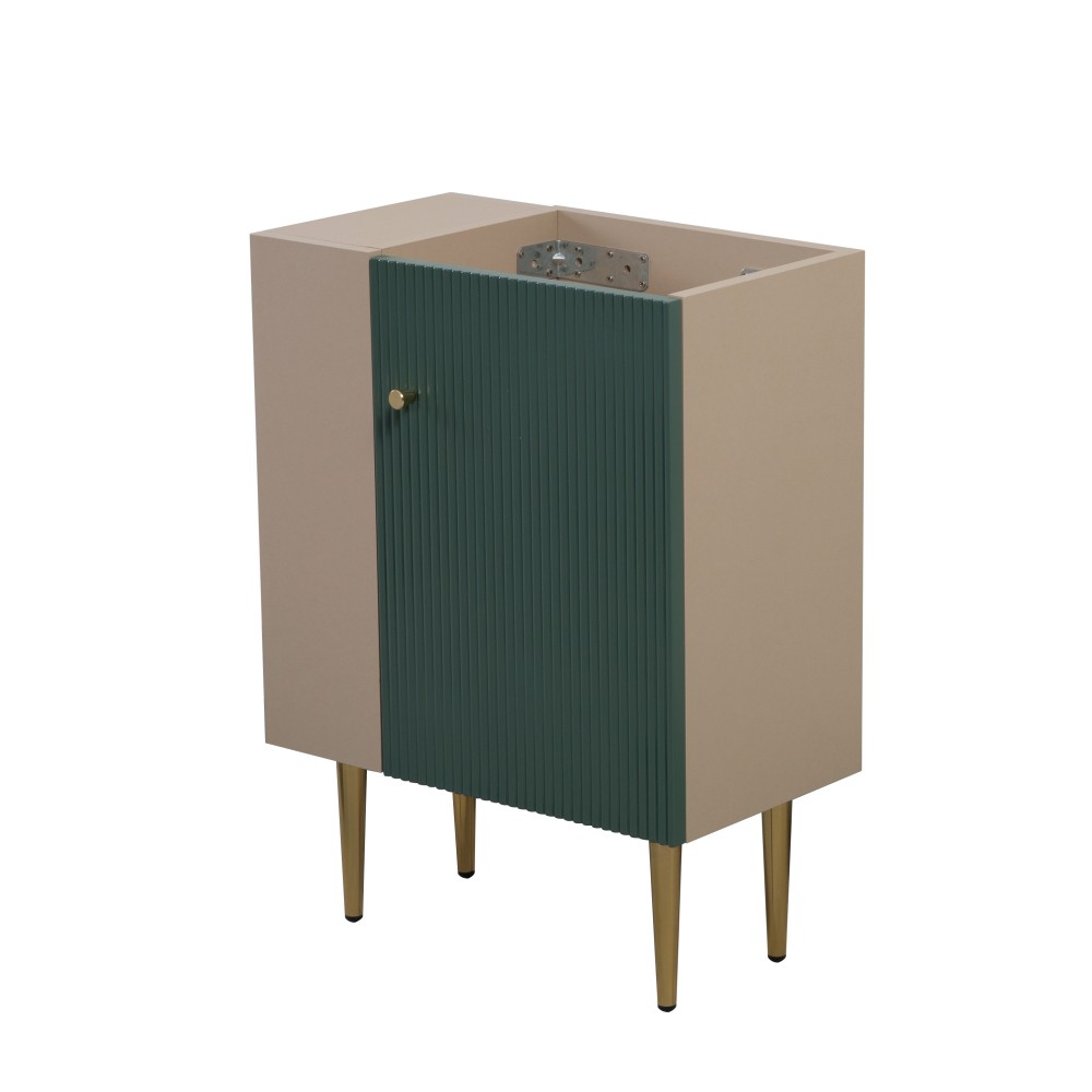 Green Vanity Base w/ Open Shelf, Storage Cabinet for Bathroom, Soft-Close Door