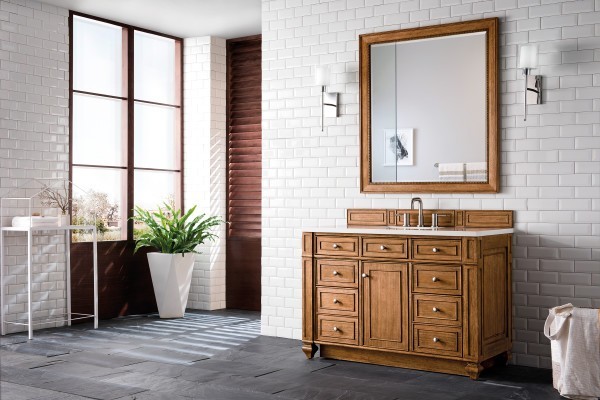 48″ James Martin Bristol 157-V48-SBR-3WZ Vanity Cabinet White Zeus Top