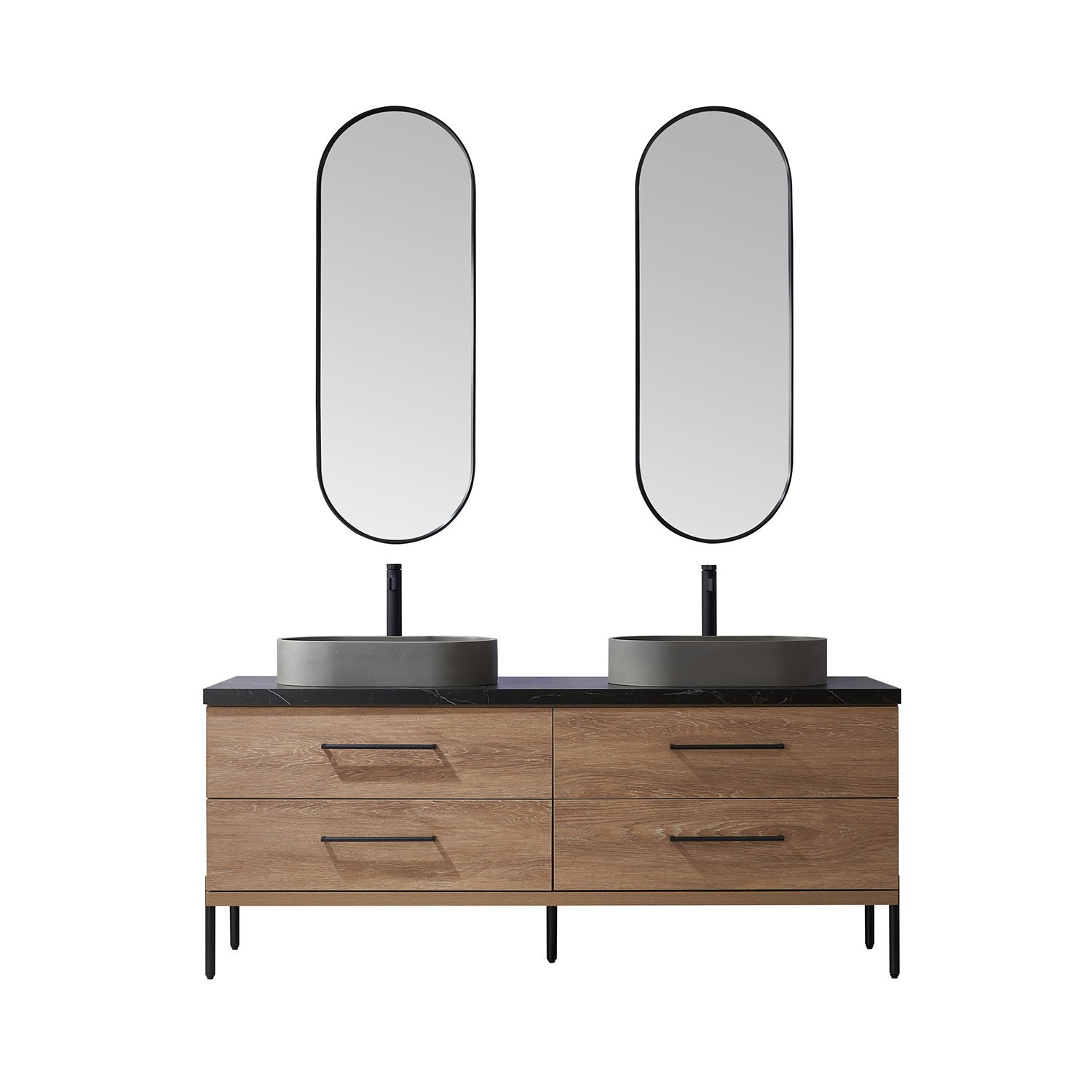 Miseno MV-705172O Trento 72″ – North American Oak / Black