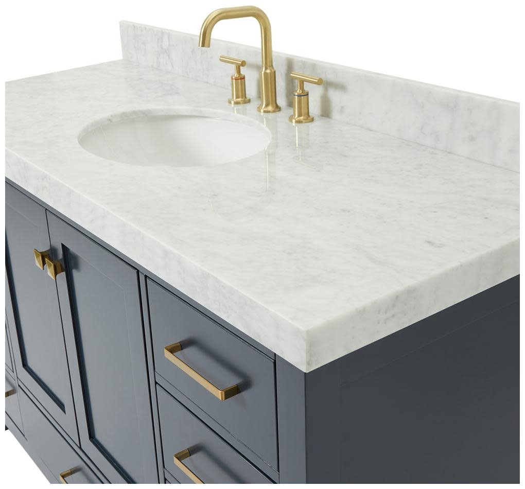 Ariel A054SCW5OVO Cambridge 55″ – White / Italian Carrara Marble Top / Brushed