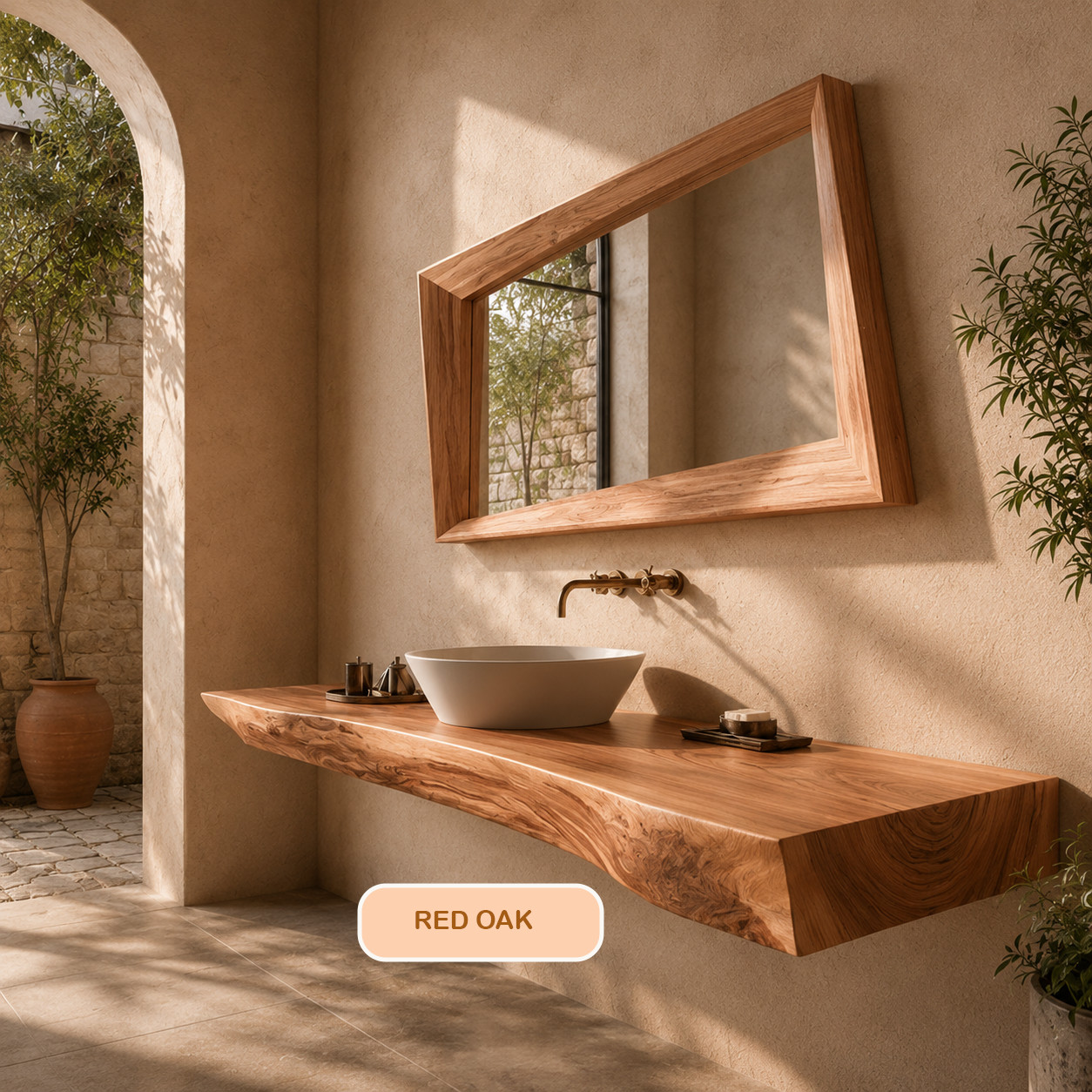 Live Edge Wall-Mounted Bathroom Vanity Countertop Solid Genuine Wood Slab