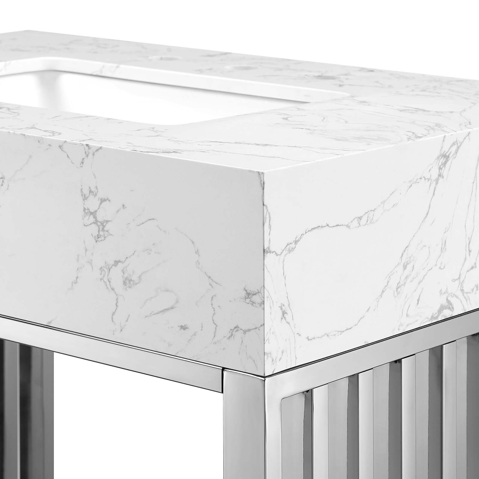 Modway Gridiron 30″ Bathroom Vanity in White Silver