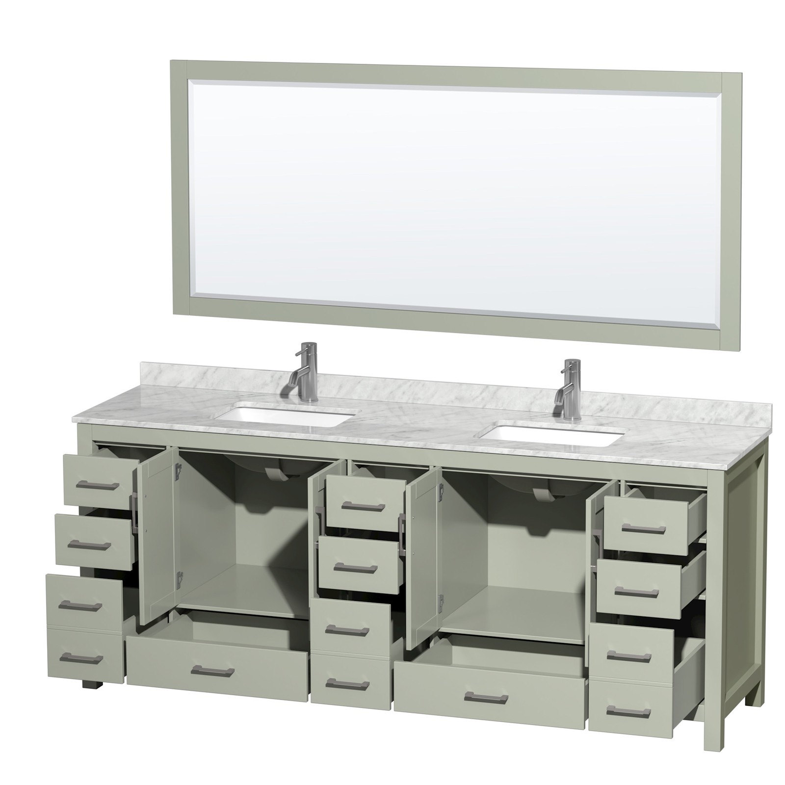 Wyndham Collection WCS141484DUNSM70 Sheffield 84″ – Light Green / Brushed Nickel