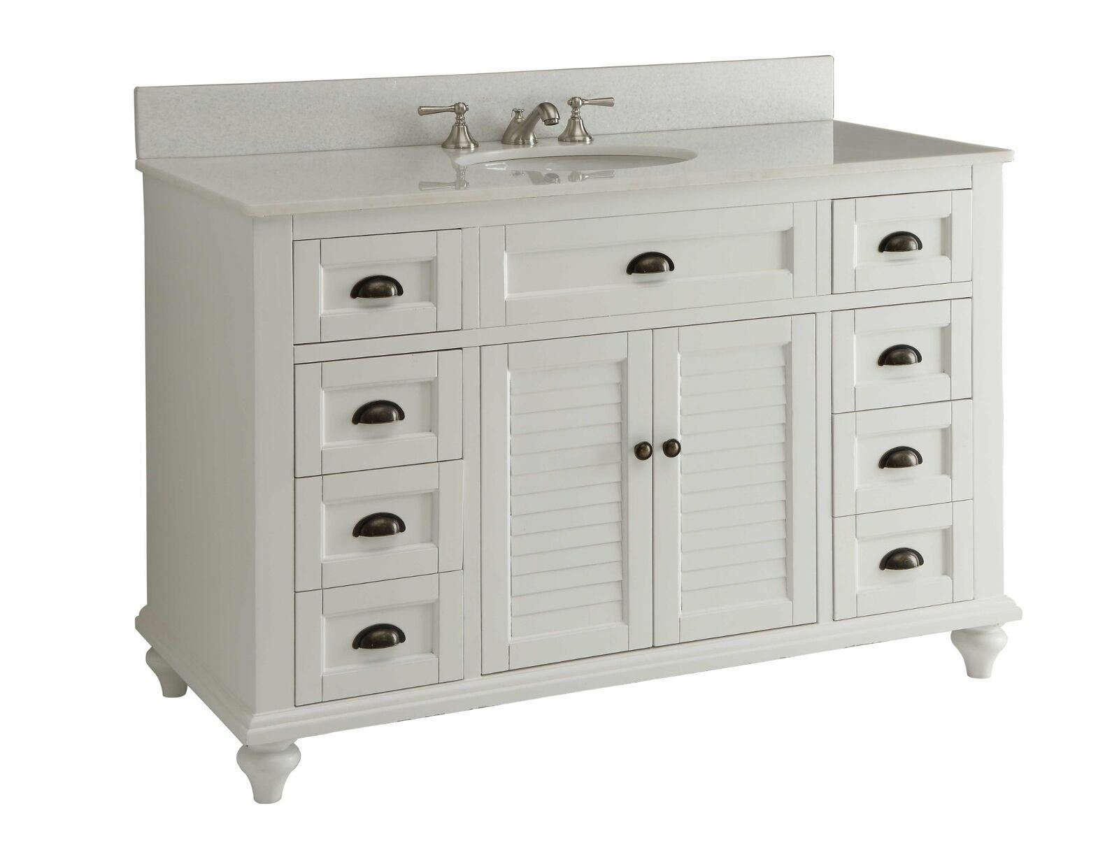 49 inch Glennville White Quartz Top Bathroom Vanity 28327W-QT