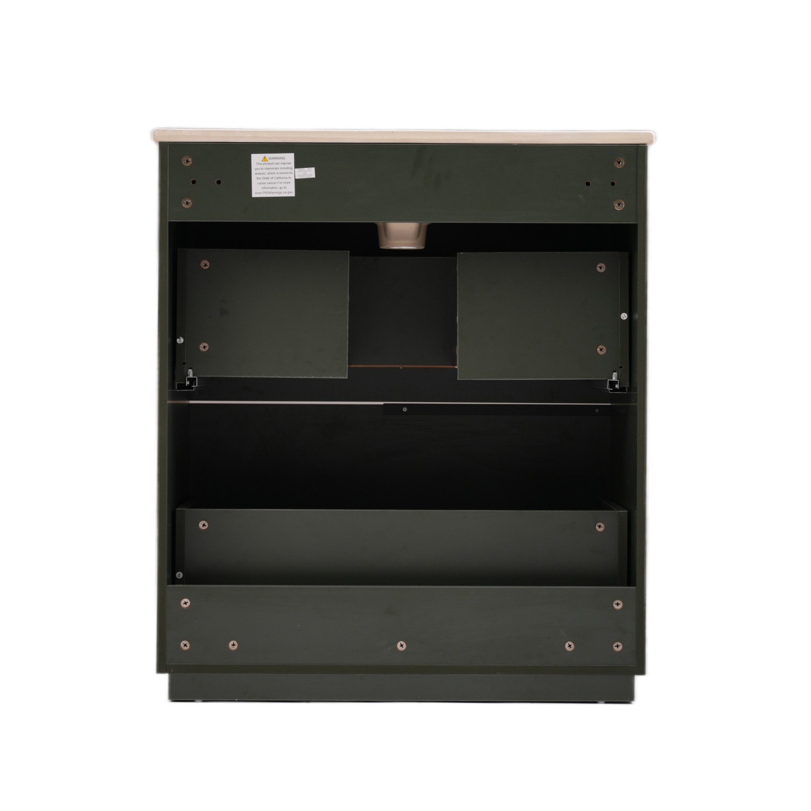 30″ Green Fluted Bathroom Vanity with Ceramic Sink & Soft Close