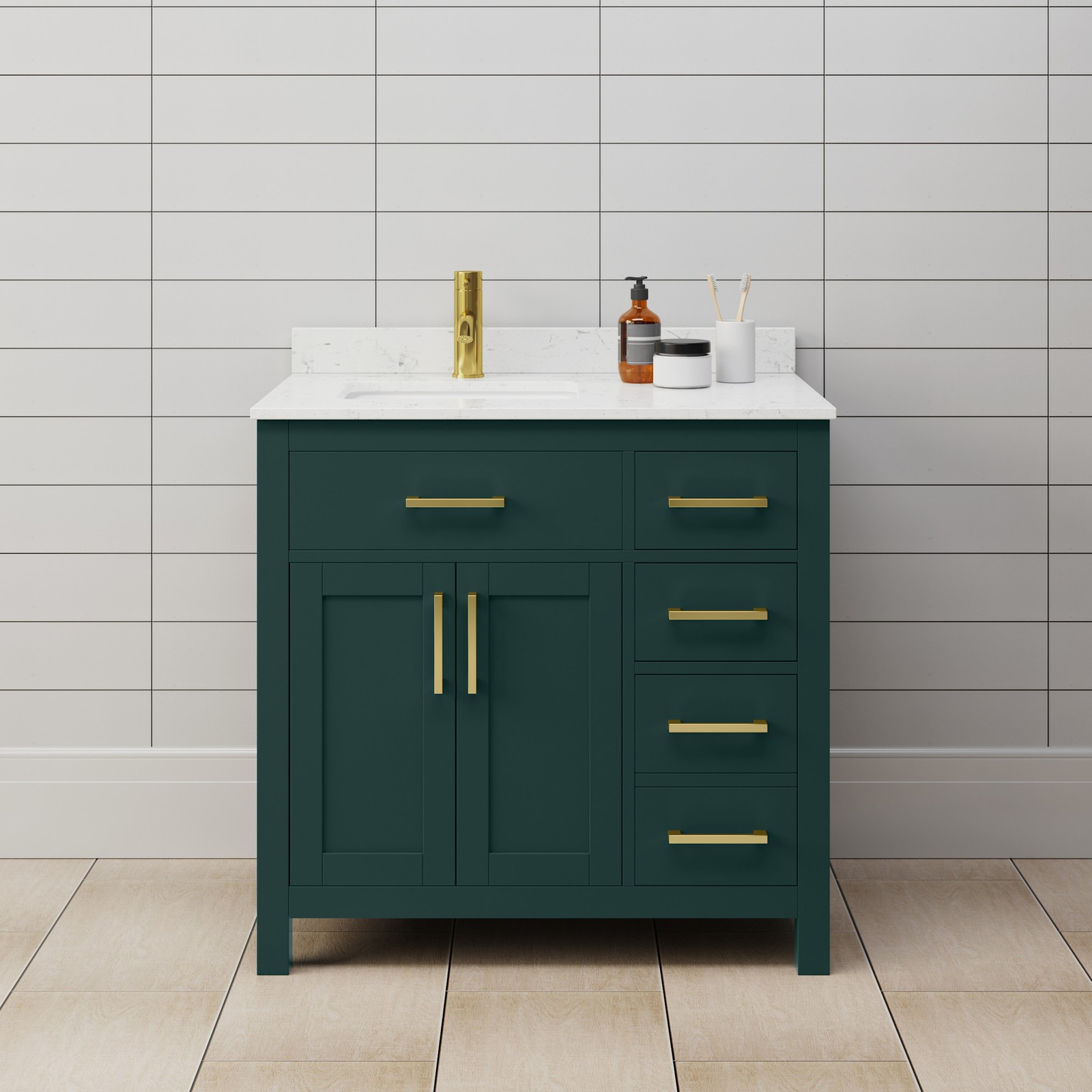 Wyndham Collection WCG242436S-UNSMXX Beckett 36″ – Green / Carrara Cultured