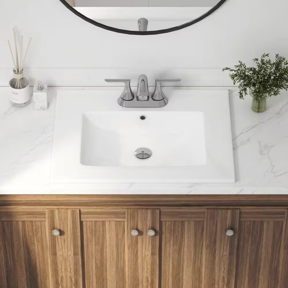 Tucson 24 In. W X 18 In. D Vitreous China Vanity Top in White with 3 Faucet Hole