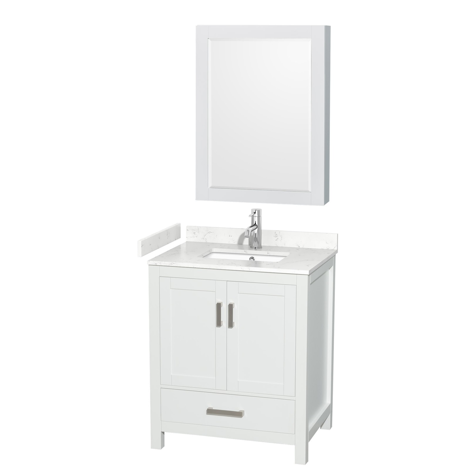 Wyndham Collection WCS141430S-VCA-MED Sheffield 30″ – White / Carrara Cultured