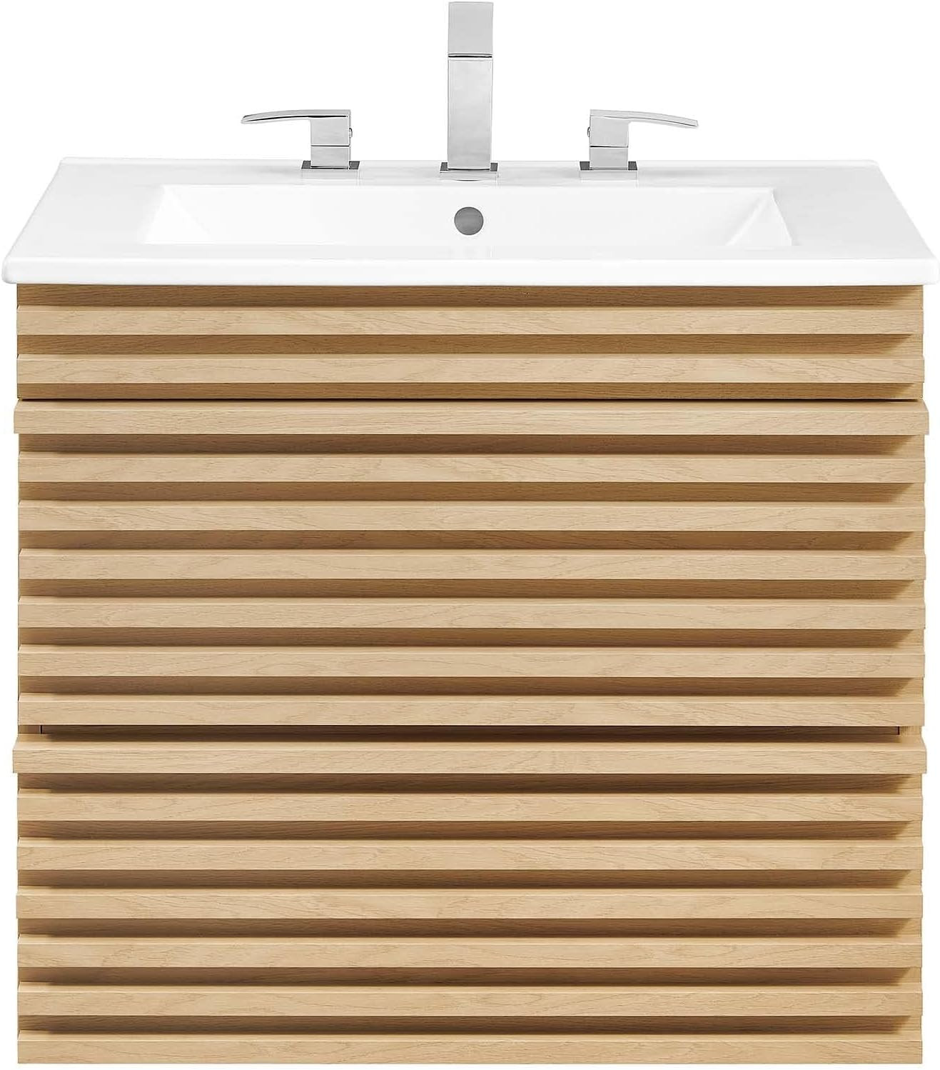 24″ Oak White Wall-Mount Bathroom Vanity for Modern Spaces