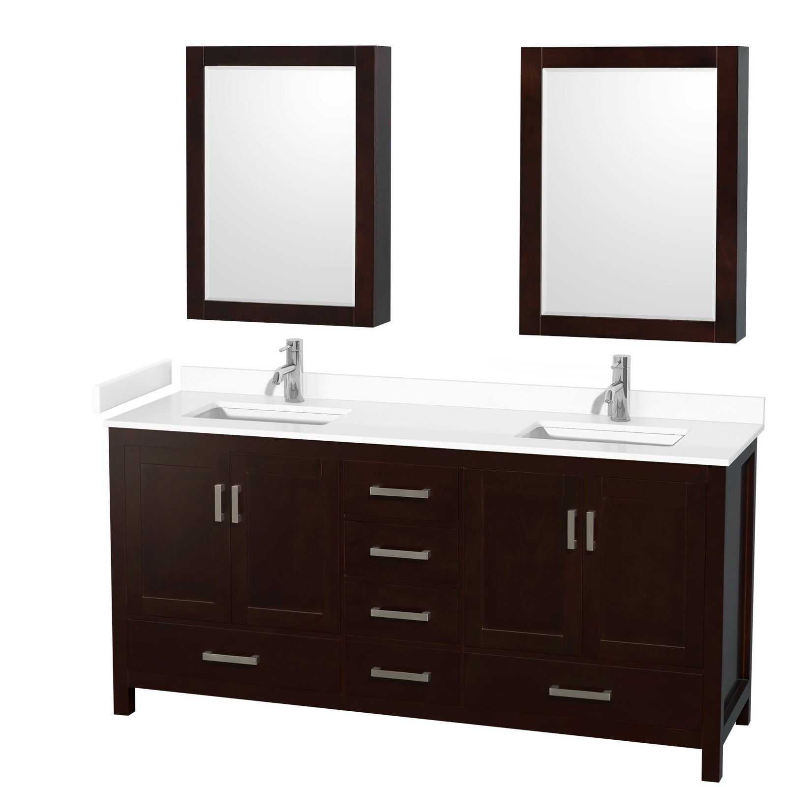 Wyndham Collection WCS141472D-VCA-MED Sheffield 72″ – Espresso / White Cultured