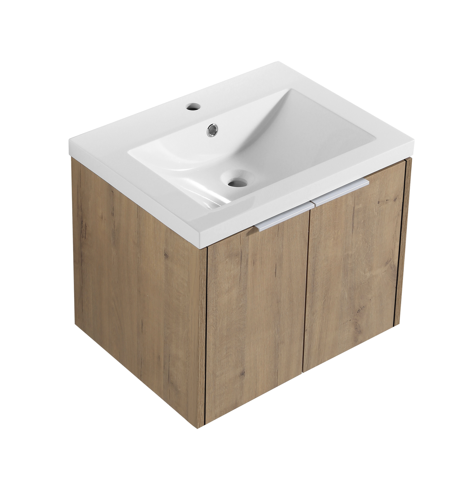 Bathroom Vanity with Sink Wall Mounted Wood Vanity and Resin Sink with 2 Doors