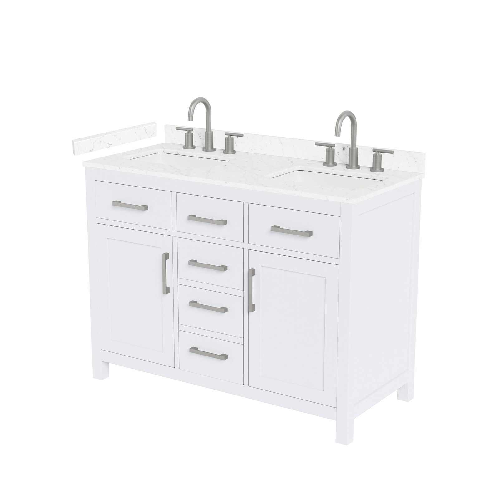 Wyndham Collection WCG242448D-VCA3-US3MXX Beckett 48″ – White / Carrara Cultured