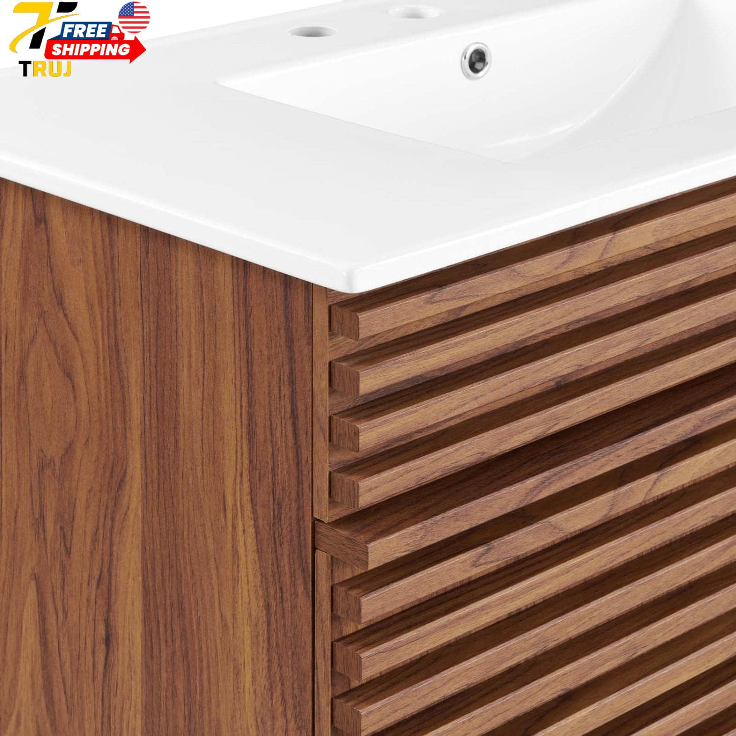 36″ Walnut and White Bathroom Vanity Stylish and Functional Design FREE SHIPPING