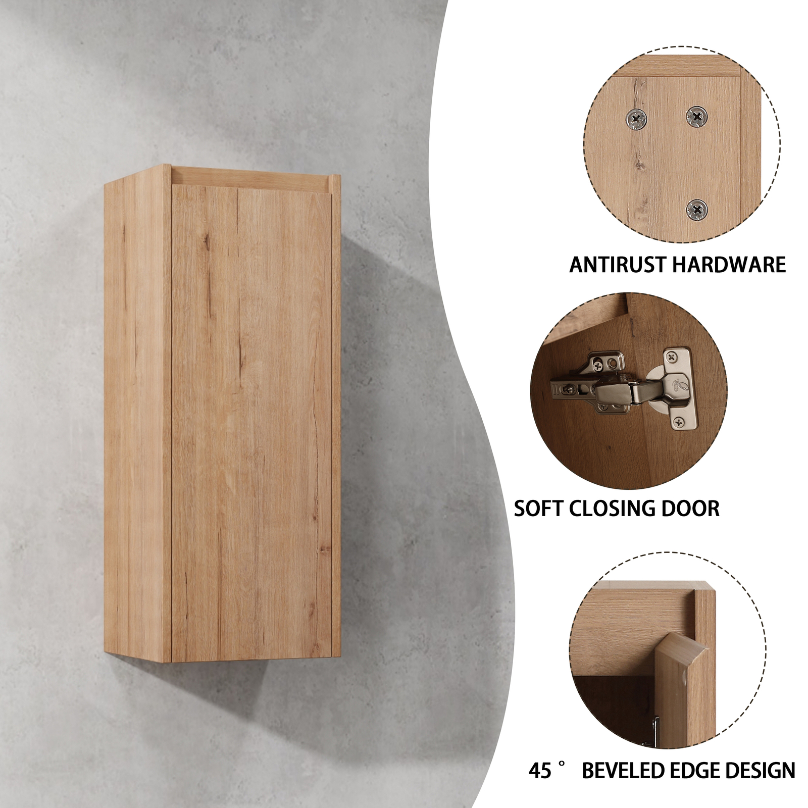 24 Inch Plywood Floating Wall-Mounted Vanity Bathroom with Sink and Side Cabinet
