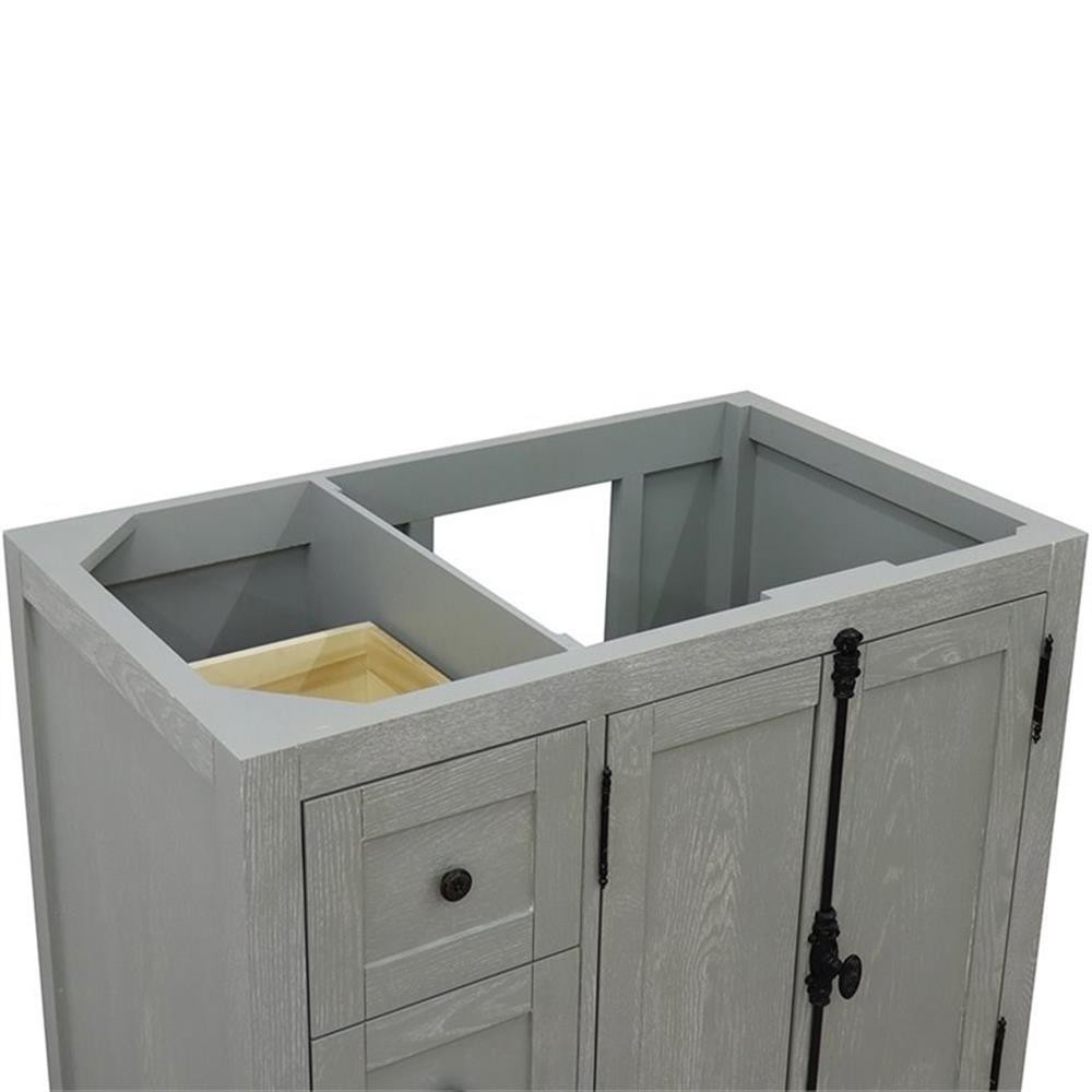 Plantation 36″ Single Solid Wood Vanity with Right Doors in Gray Ash