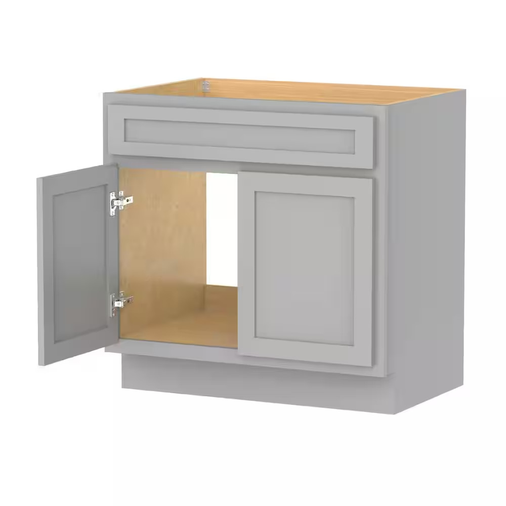 36 In. W X 21 In. D X 32.5 In. H 2-Doors Bath Vanity Cabinet Only in Gray (Unass