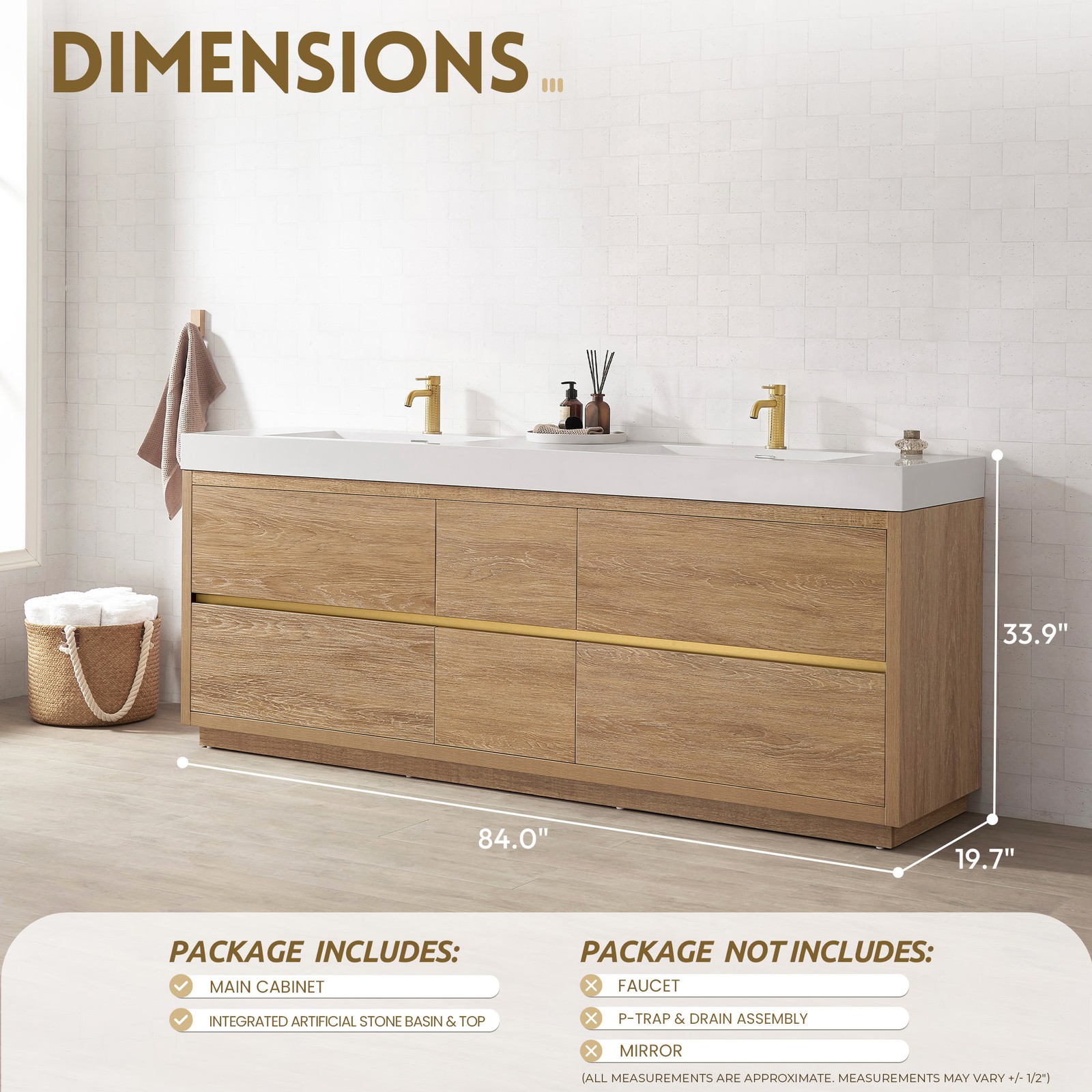 Miseno MV-HUES84-WHT-NM Huesca 84″ – North American Oak