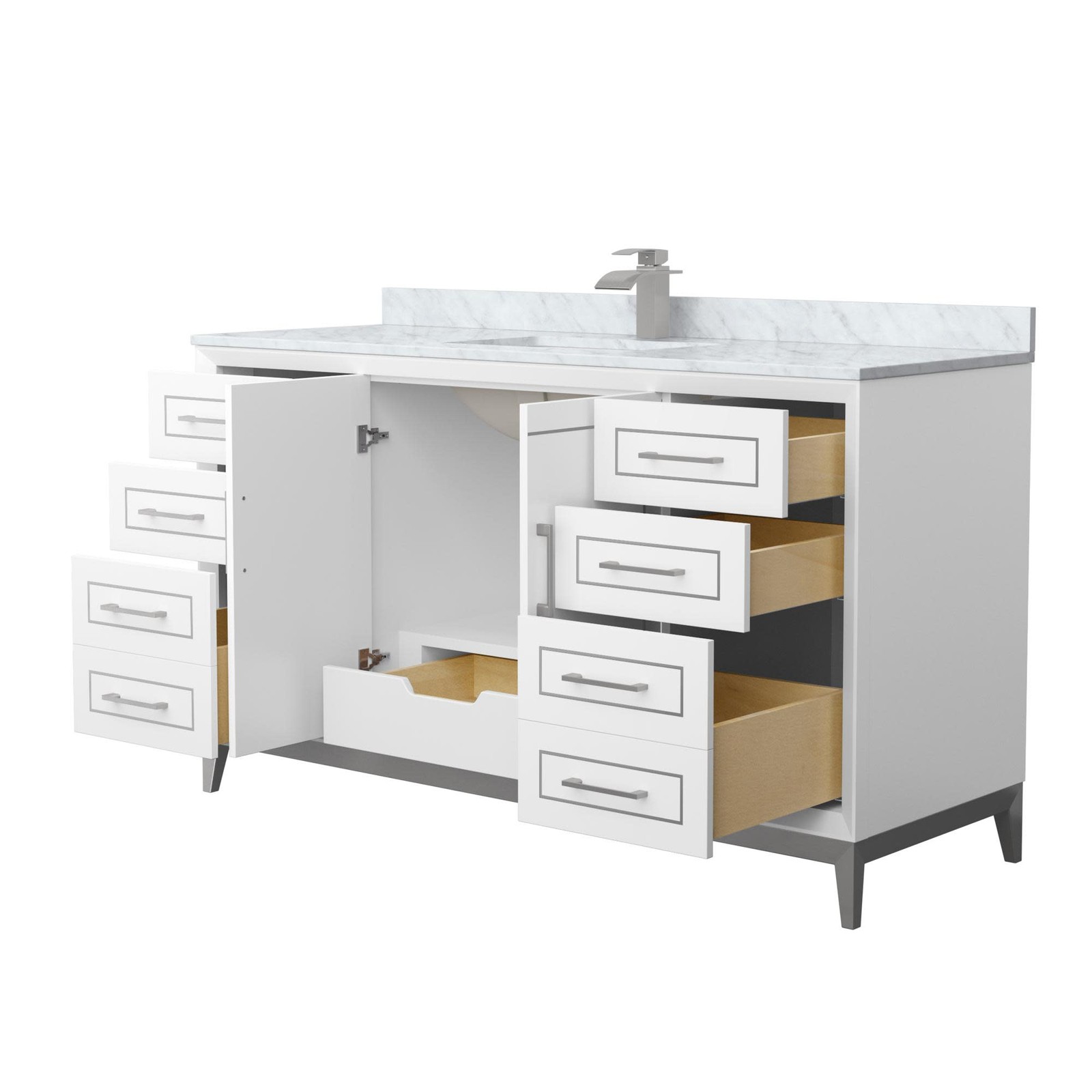 Wyndham Collection WCH515160S-NAT-UNSMXX Marlena 60″ – White / Brushed Nickel