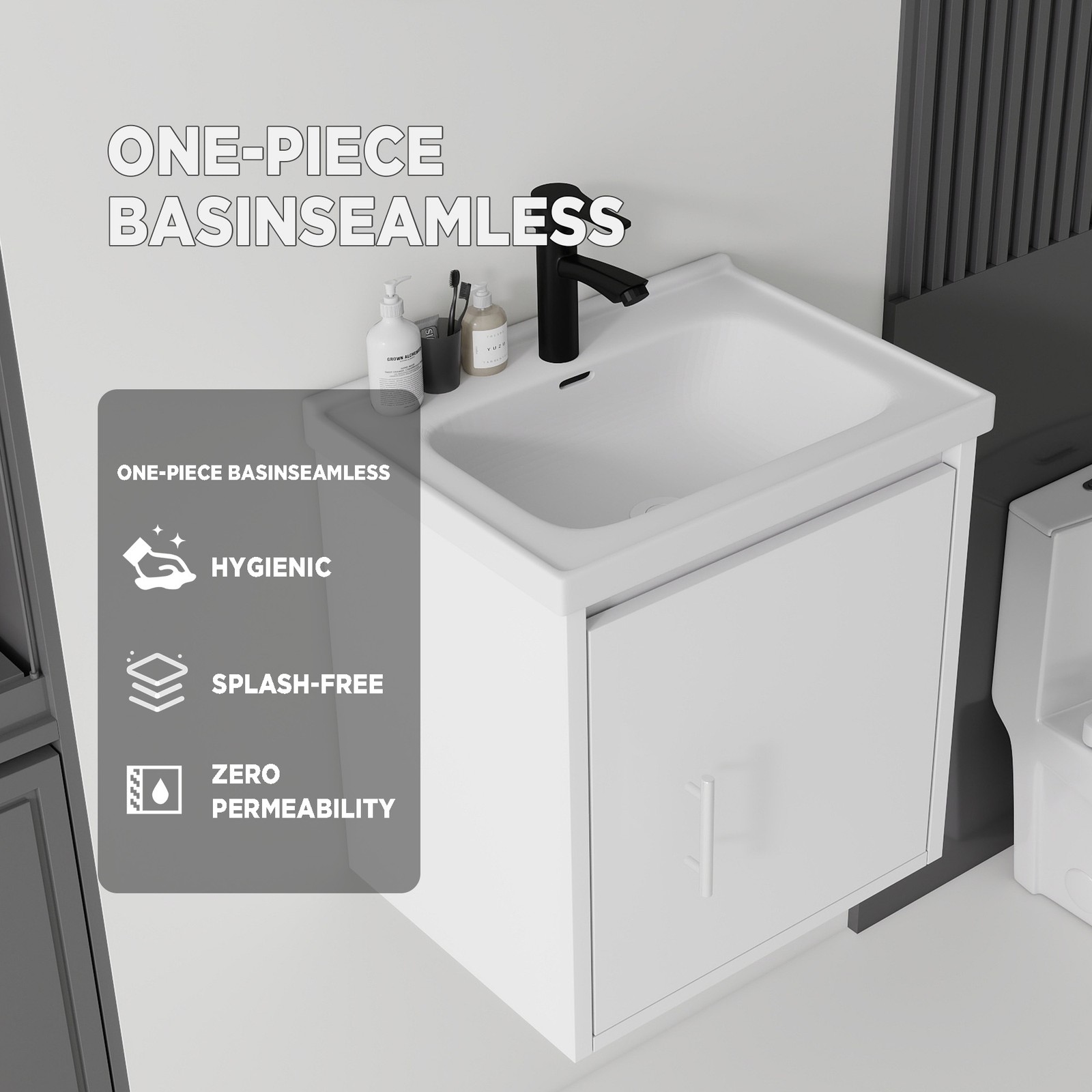 20″ Floating Bathroom Vanity Combo Wall Mounted Plywood Cabinet White