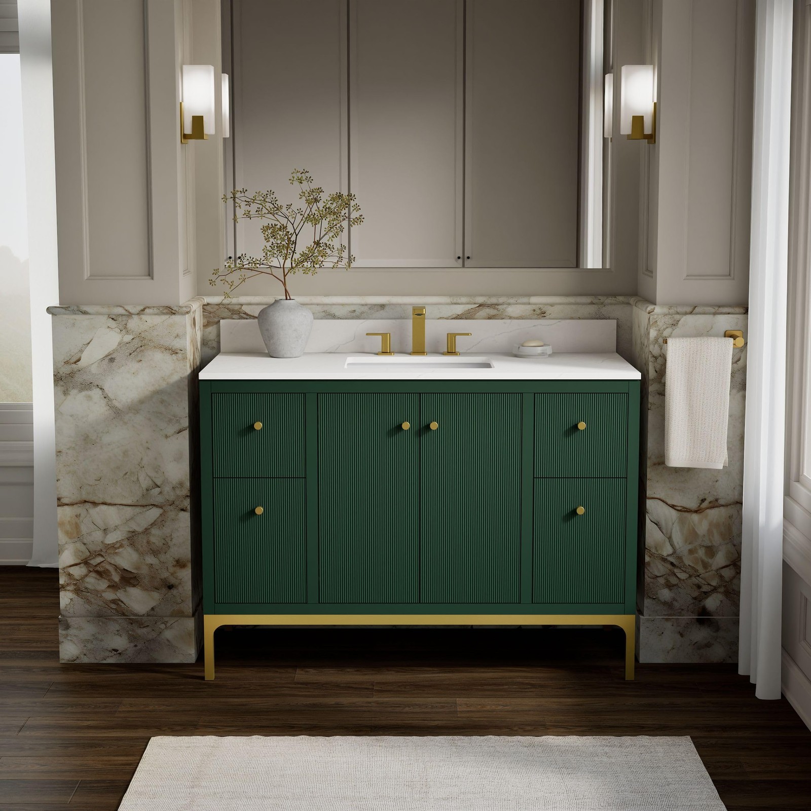 Kohler 32834-EMG Calpa™ 36″ Bathroom Vanity Cabinet with Sink and Quartz top-NEW