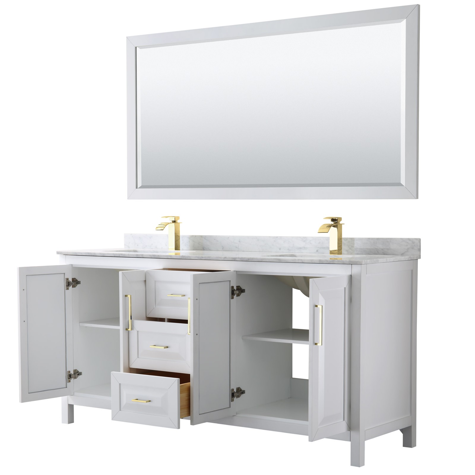 Wyndham Collection WCV252572DUNSM70 Daria 72″ – Dark Gray / White Carrara Marble