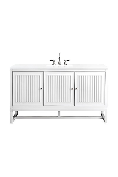 60″ James Martin Athens E645-V60S-GW-3WZ Vanity Cabinet White Zeus Silestone Top