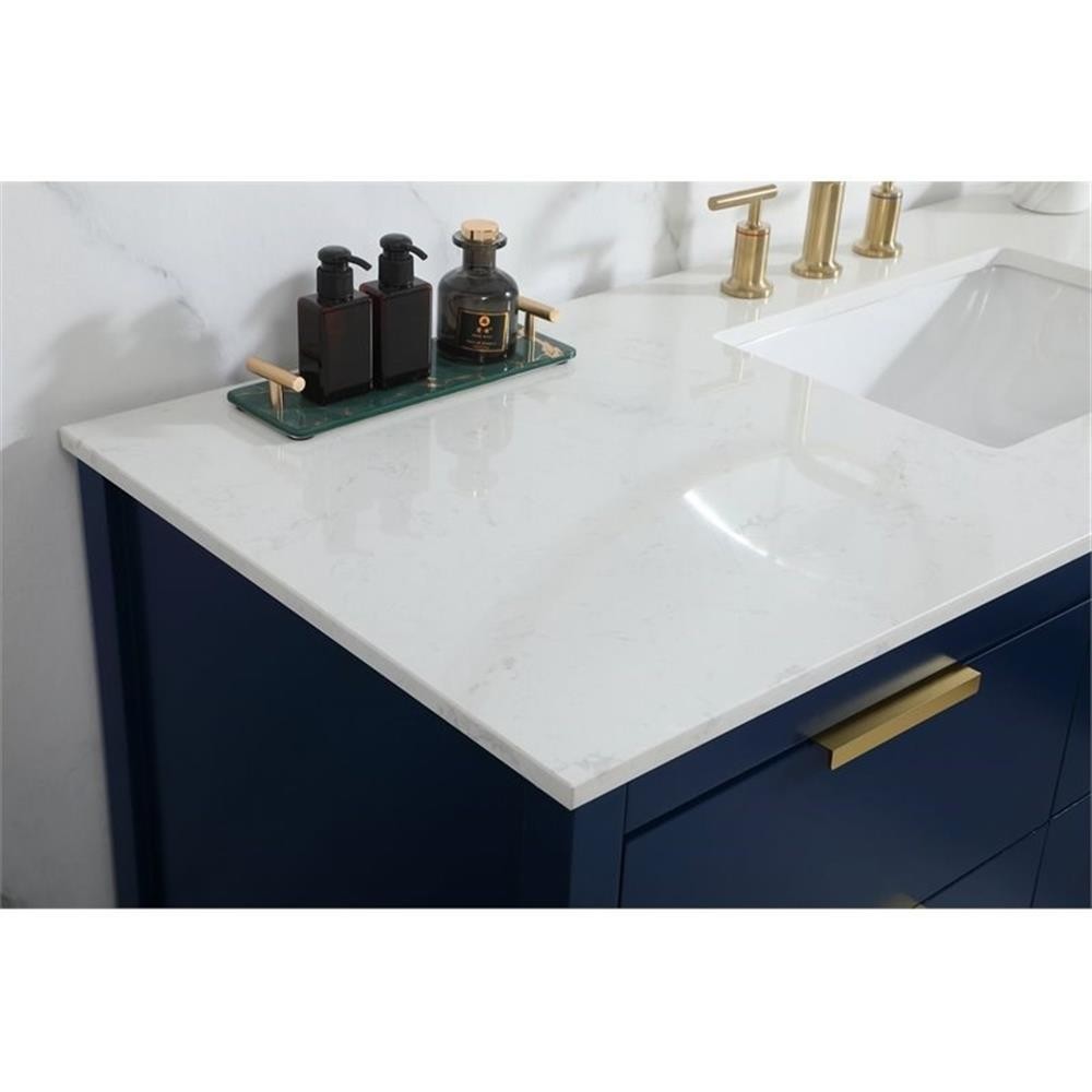 Elegant Decor Larkin 60″ Solid Wood MDF Single Bathroom Vanity in Blue Finish